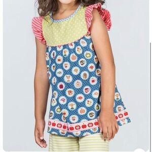 Matilda Jane CAMEO GIRLS FLUTTER Top Tunic Size 2 Apples School Polka Do…